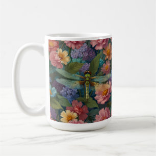 Vintage boho chic pastel floral garden dragonfly  coffee mug