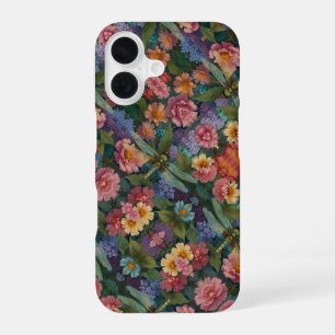 Vintage boho chic pastel floral garden dragonfly iPhone 16 case