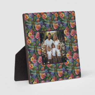 Vintage boho chic pastel floral garden dragonfly  plaque