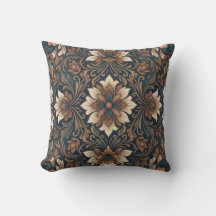 Vintage Boho Damask Floral Medallion Pattern Throw