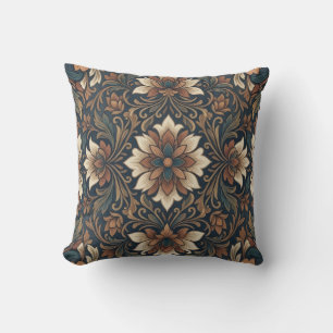 Vintage Boho Damask Floral Medallion Pattern Throw Cushion