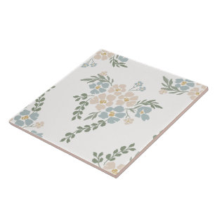 Vintage Boho Floral Ceramic Tile