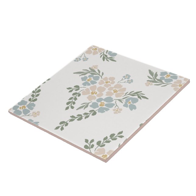 Vintage Boho Floral Ceramic Tile (Side)