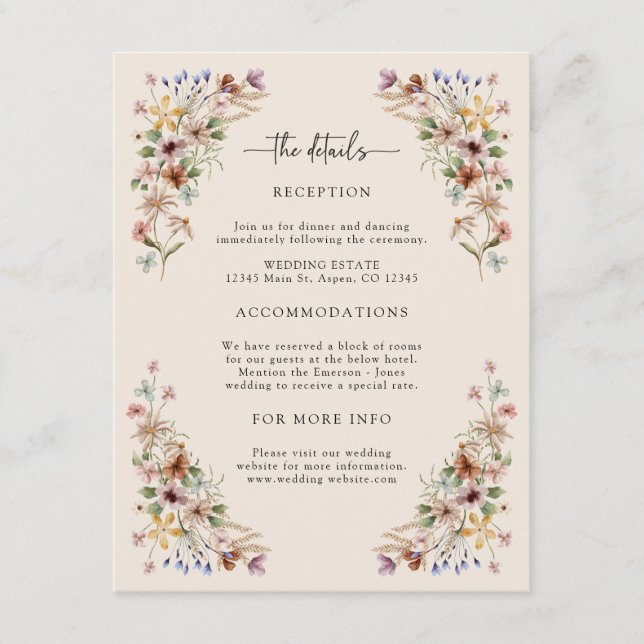 Vintage Boho Floral Detail Enclosure Card (Front)