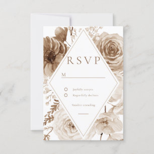 Vintage Boho Floral Frame Wedding RSVP Card