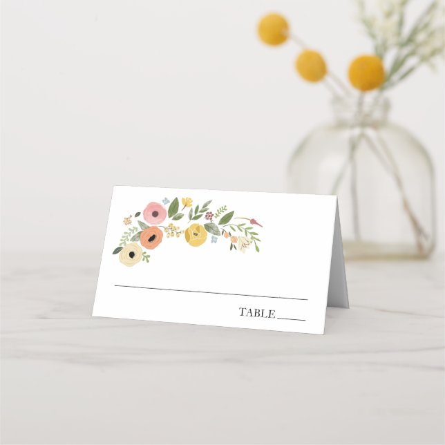 Vintage Boho Floral Name Place Cards (Front)