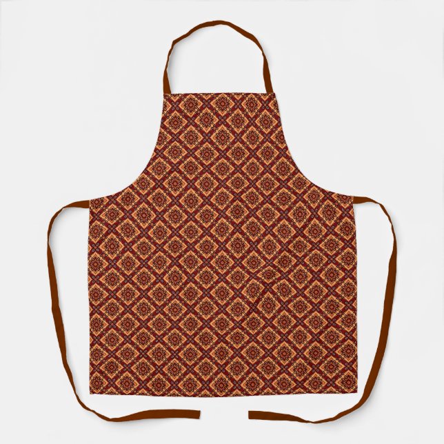Vintage Boho Floral Pattern Apron (Front)