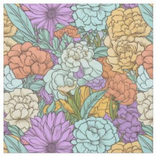 Vintage Boho Floral Pattern-Seamless Pastel Design Fabric