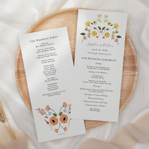 Vintage Boho Floral Wedding Ceremony Program