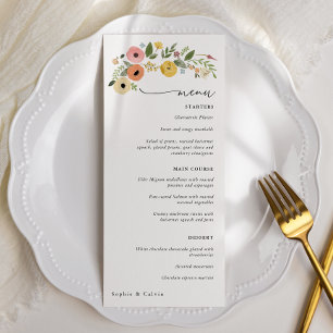 Vintage Boho Floral Wedding Menu