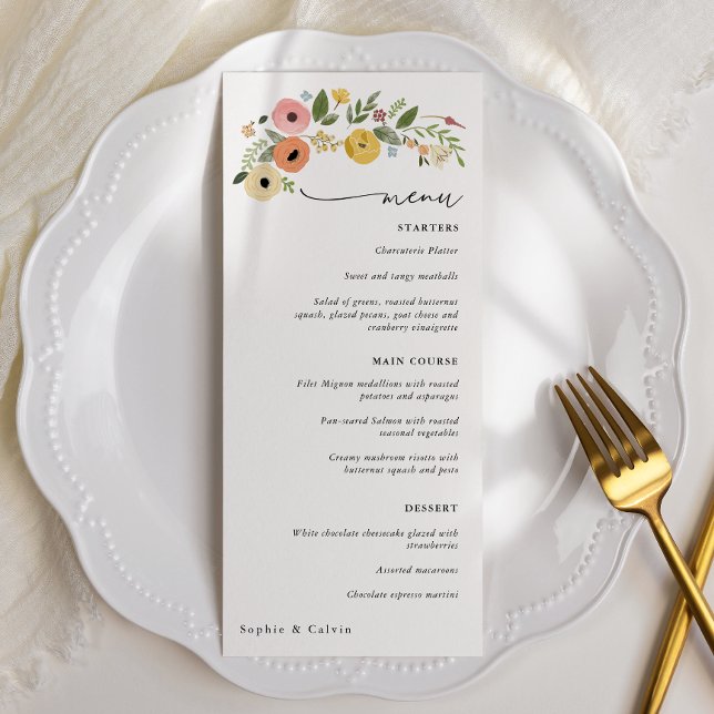 Vintage Boho Floral Wedding Menu (Creator Uploaded)