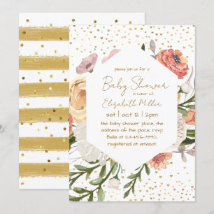 Vintage Boho Flower Baby In Bloom Baby Shower Invitation