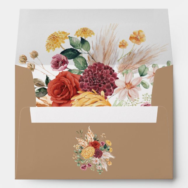 Vintage Boho Flowers Pampas Grass Greenery Envelope (Back (Bottom))