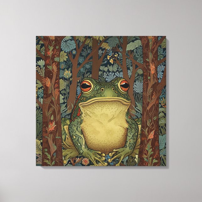 Vintage boho forest frog canvas print (Front)