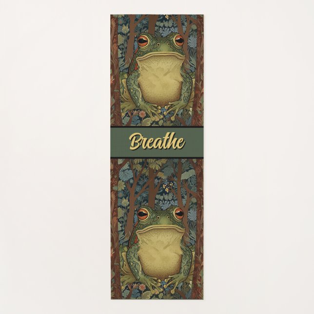 Vintage boho forest frog customisable  yoga mat (Front)