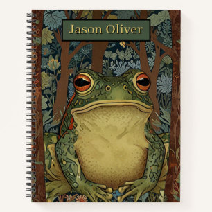 Vintage boho forest frog notebook