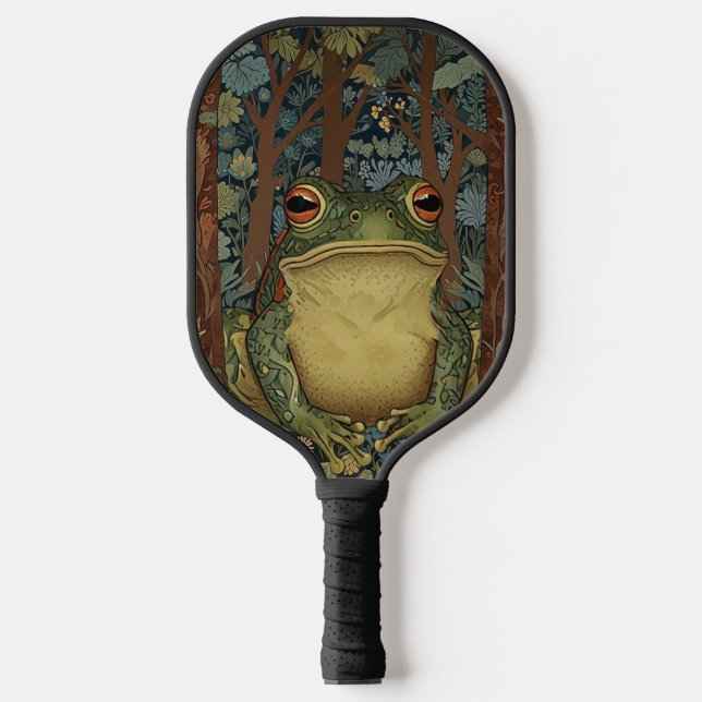 Vintage boho forest frog pickleball paddle (Front)