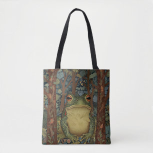 Vintage boho forest frog tote bag