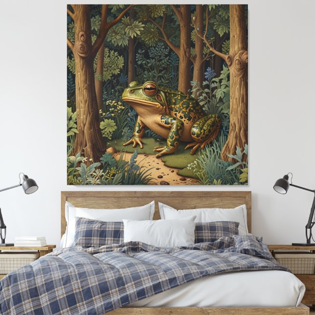 Vintage boho frog woodland forest canvas print (Insitu(Bedroom))