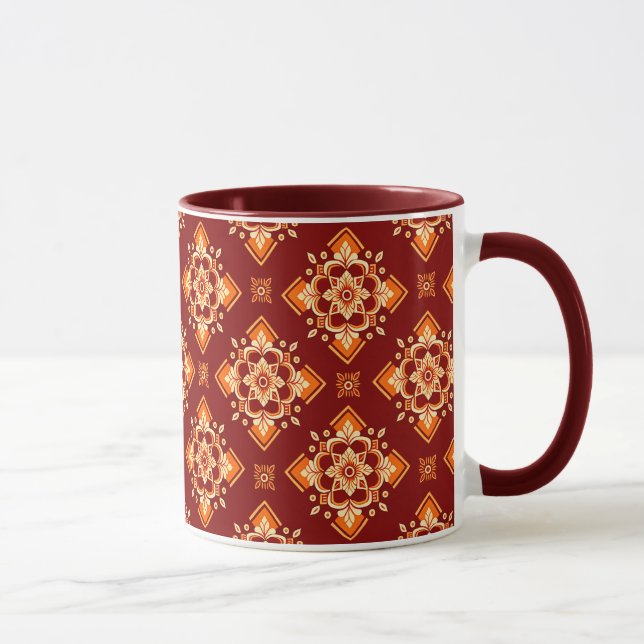 Vintage Boho Geometric Floral Pattern Mug (Right)