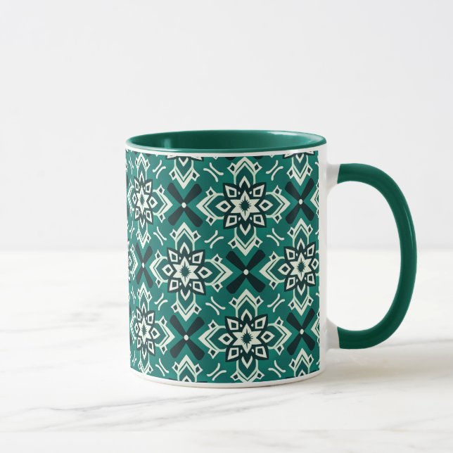 Vintage Boho Geometric Floral Pattern Mug (Right)