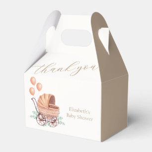 Vintage Boho Greenery Stroller Balloon Baby Shower Favour Box
