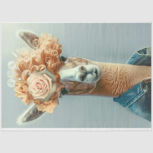 Vintage Boho Llama Decoupage Tissue Paper (Front)