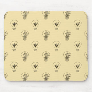 Vintage boho pale yellow floral light bulbs mouse mat