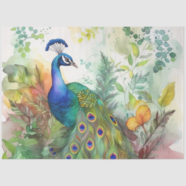 Vintage Boho Peacock Peacocks Decoupage Tissue Paper (Front)