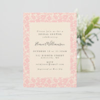 Vintage Boho Pink Floral Elegant Bridal Shower