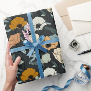 Vintage Boho Poppies Pattern Wrapping Paper