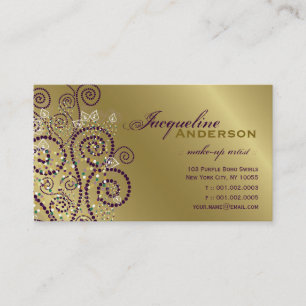 Vintage Boho Purple Spirals Golden Profile Card