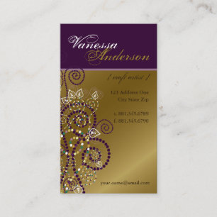 Vintage Boho Purple Spirals Golden Profile Card