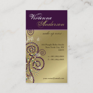 Vintage Boho Purple Spirals Golden Profile Card