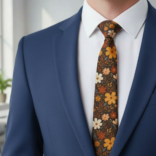 Vintage Boho Retro 70s Floral Tie