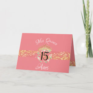 Vintage Boho Rose Gold Rustic Quinceañera Spanish  Invitation