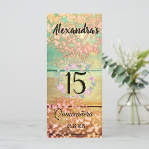 Vintage Boho Rose Gold Rustic Quinceañera Spanish Menu