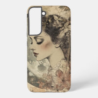 Vintage Boho Sideview Woman and Crescent Moon