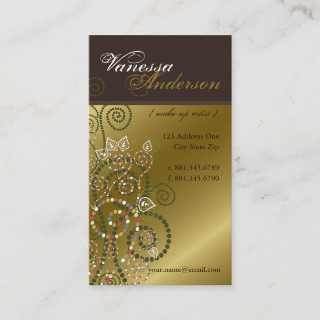 Vintage Boho Spirals Pattern Golden Profile Card (Front)