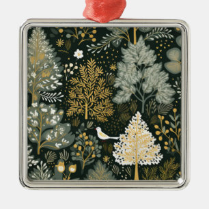 Vintage Boho White Green Gold Christmas Trees Metal Tree Decoration