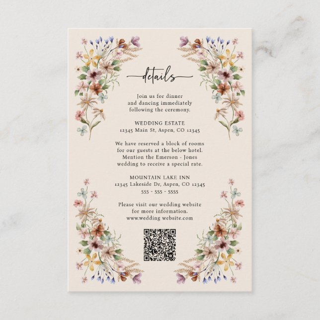 Vintage Boho Wildflower Enclosure Card (Front)