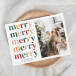 Vintage Bold Merry Christmas Modern Minimal Photo Holiday Card<br><div class="desc">Introducing our Modern Merry Christmas Holiday Card, a versatile and stylish choice for families and businesses alike. This card seamlessly blends modern design with a touch of retro flair, making it the perfect way to spread holiday cheer to your loved ones or clients. Sleek and Minimalist Design: Our Modern Merry...</div>