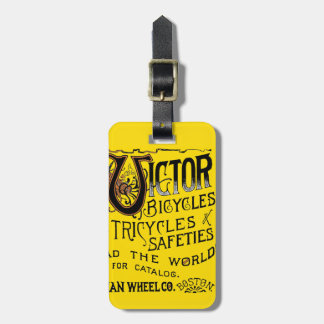 Vintage Bold Orange Victor Bicycles Winged Tire Ad Luggage Tag