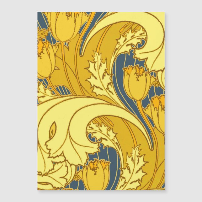 Vintage Bold Tulip Blue Gold Pattern (Front)