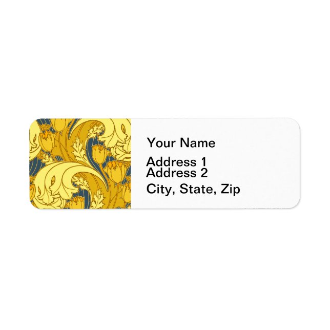 Vintage Bold Tulip Blue Gold Pattern (Front)