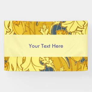 Vintage Bold Tulip Blue Gold Pattern Banner