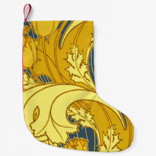 Vintage Bold Tulip Blue Gold Pattern Small Christmas Stocking