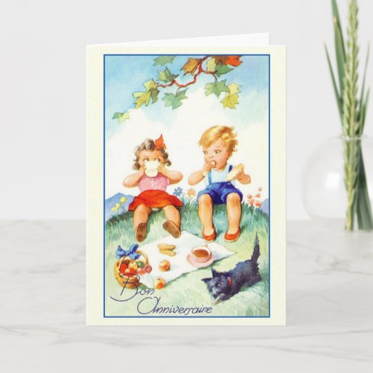 Vintage Bon Anniversaire French Birthday Card Zazzle Co Uk