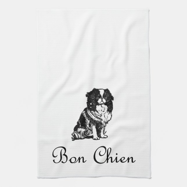 Vintage Bon Chien Good Dog Pet Tea Towel (Vertical)