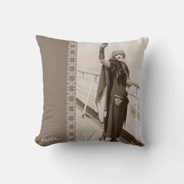 Vintage "Bon Voyage" Throw Pillow (Front)
